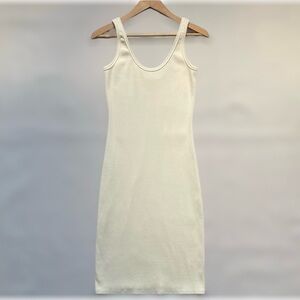 Perfect White Tee Ribbed Sleeveless Midi Blondy Dress